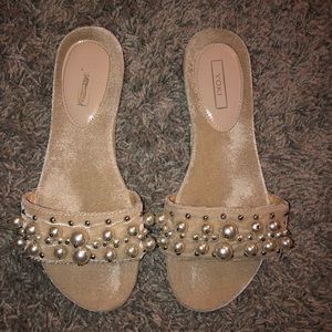 Cream Pearl Slide Sandals